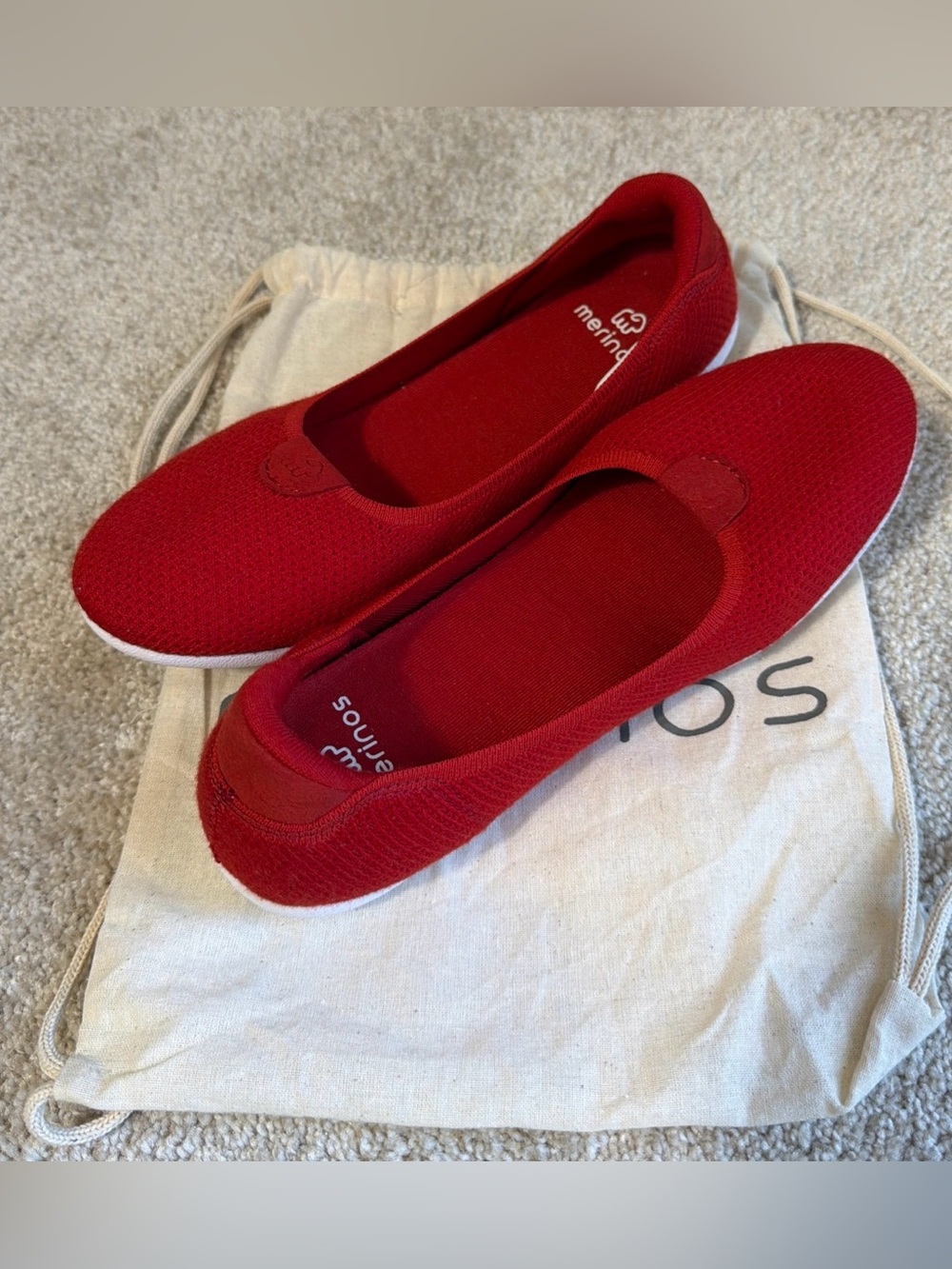 Merinos Red Wool Ballet Slip Ons New with Bag Size 8